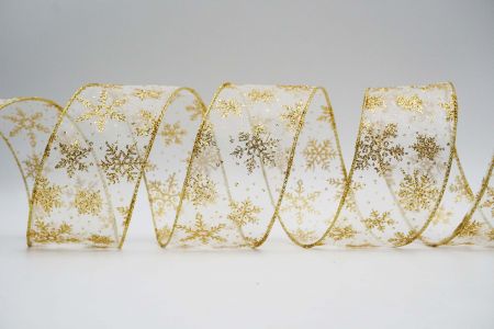 Glitter Snowflakes Wired Ribbon_KF6936G-1G_gold